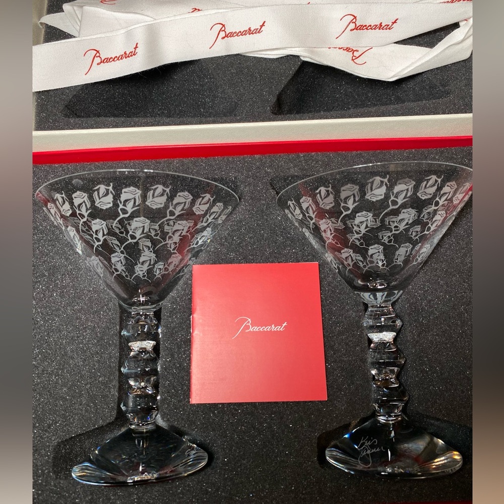 ULTRA RARE Limited Edition KRIS JENNER Baccarat Vega Martini Goblet Roses Floral
